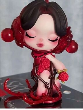 NWT- Skull Panda- Valentine's Day Red Girl Figurine